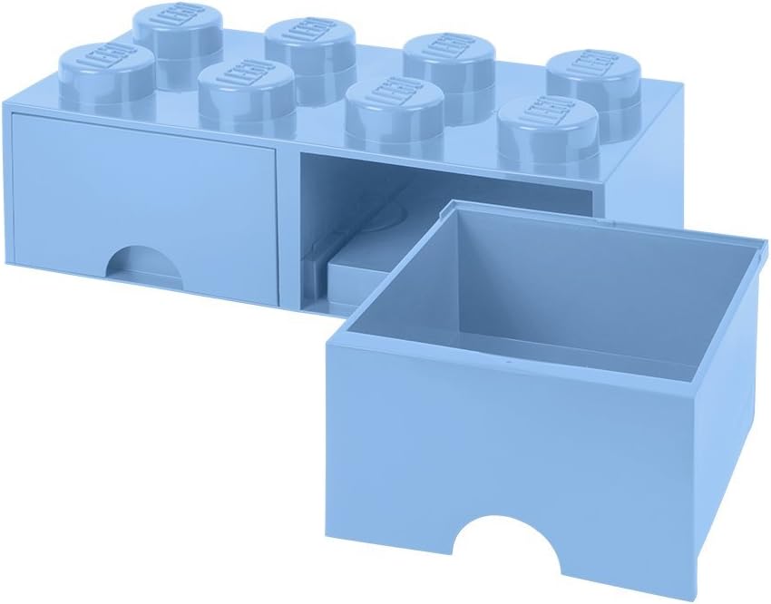 LEGO Brick Drawer, 2 Drawers, Stackable Storage Box, Light Royal Blue C92729