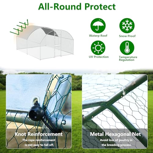 Large Metal Chicken Coop with Waterproof Cover for Outdoor Yard Q992