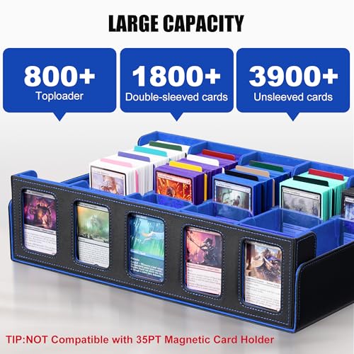 Trading Card Storage Box with Commander Display, 5-Row Deck Case, Black Purple B7043