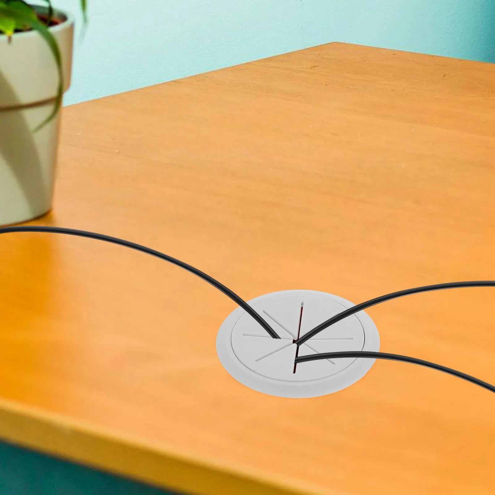 4 Pcs White Rice Wiring Box Wall Grommets for Desk Cables O57775