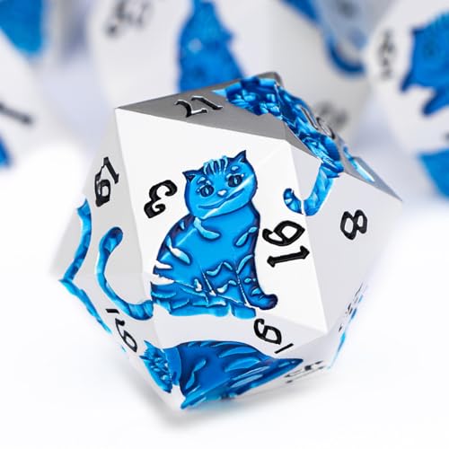 Metal DND Cat Dice 7PCS Polyhedral RPG Dice Set with Gift Case B373640