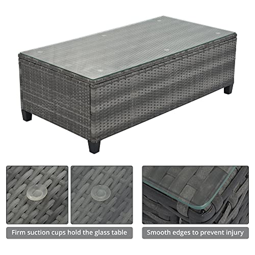 P PURLOVE 8 Piece Half Moon Sectional Patio Furniture Set with Cushions and Coffee Table Y55640