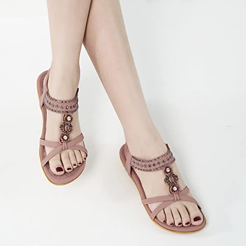 Alicegana Women's Sandals Non-Slip Casual Summer Beach Flats Q323621