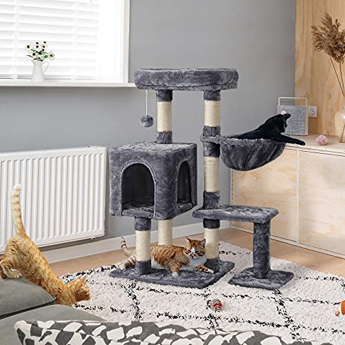 Yaheetech Cat Tree 38in Indoor Cat Tower with Scratching Posts, Perch & Condo, Light Gray O7975