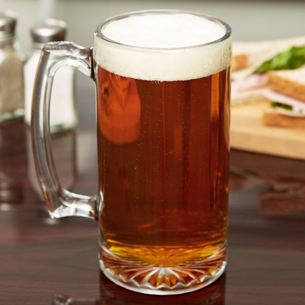 7" Tall 16 oz Clear Glass Stein Mug Y98453