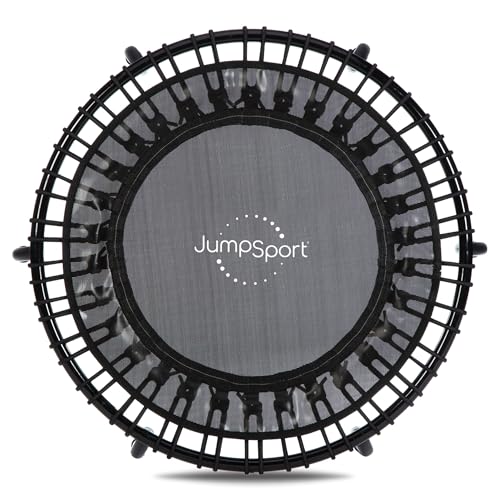 JumpSport 220 in-Home Cardio Fitness Rebounder, 39-inch | Mini Trampoline with Arched-Legged & Videos Included | Safe, Sturdy and Low-Impact | DVD and Free 60-Day Streaming