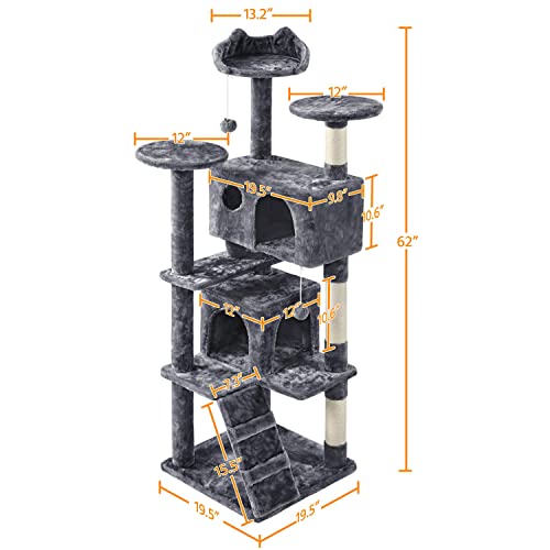 Yaheetech 54in Cat Tree Tower Condo Furniture with Scratch Post Y196