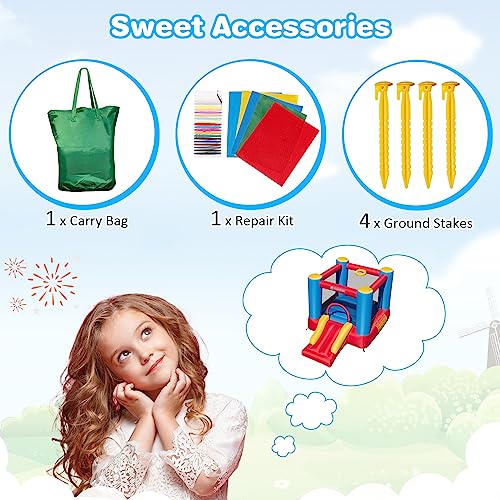 OLAKIDS Inflatable Bounce House 3 in 1 Kids Jumping Castle with Slide and Basketball Rim N370840