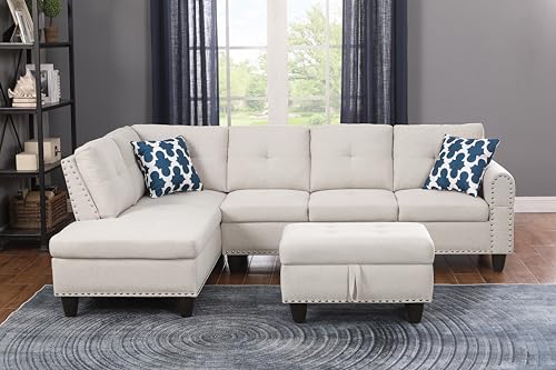 3 Piece Upholstered Sectional Sofa Bed with USB Port and Storage Chaise, Blue Y1047