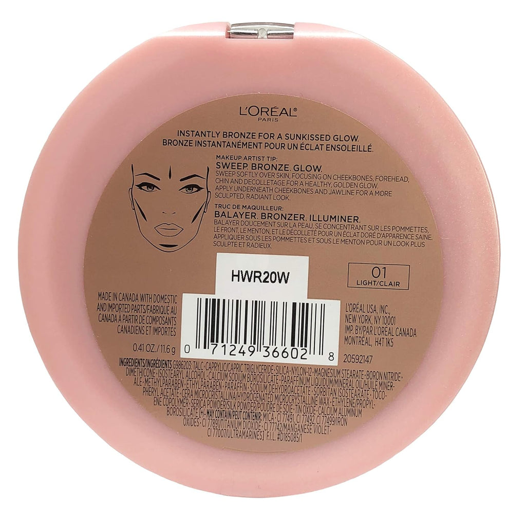 L'Oreal Paris True Match Lumi Bronze It Bronzer, Medium & Light, 0.41 fl oz Z621964