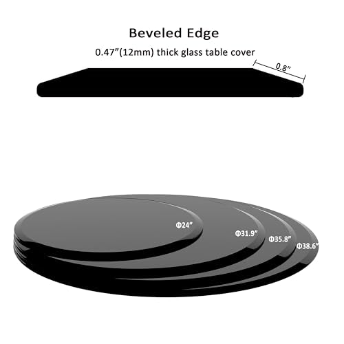 36" Round Tempered Glass Table Top, 1/4" Thick, Flat Polished Edge G2562