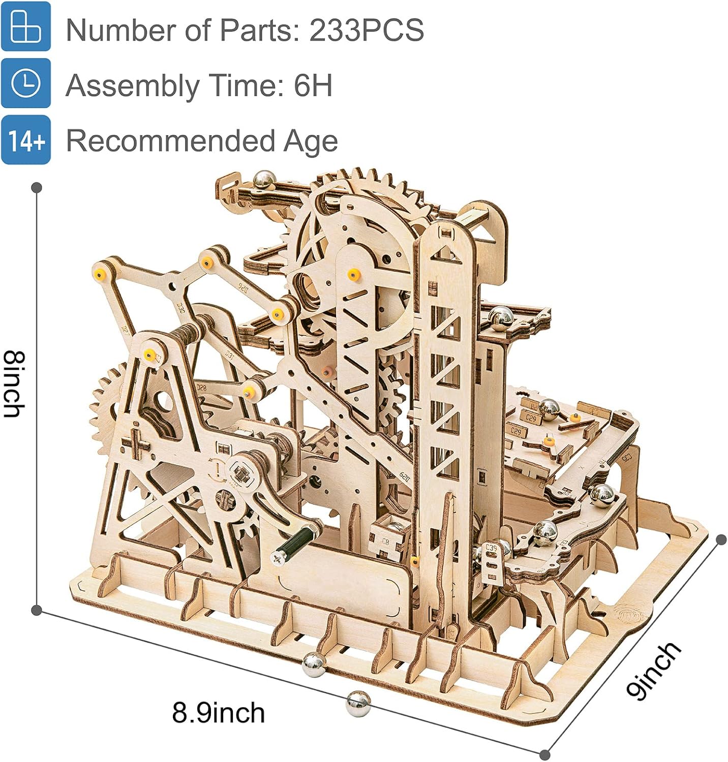 Rowood 3D Wooden Marble Run Puzzle Craft Toy, DIY Model Building Kit for Adults & Teens Y280652