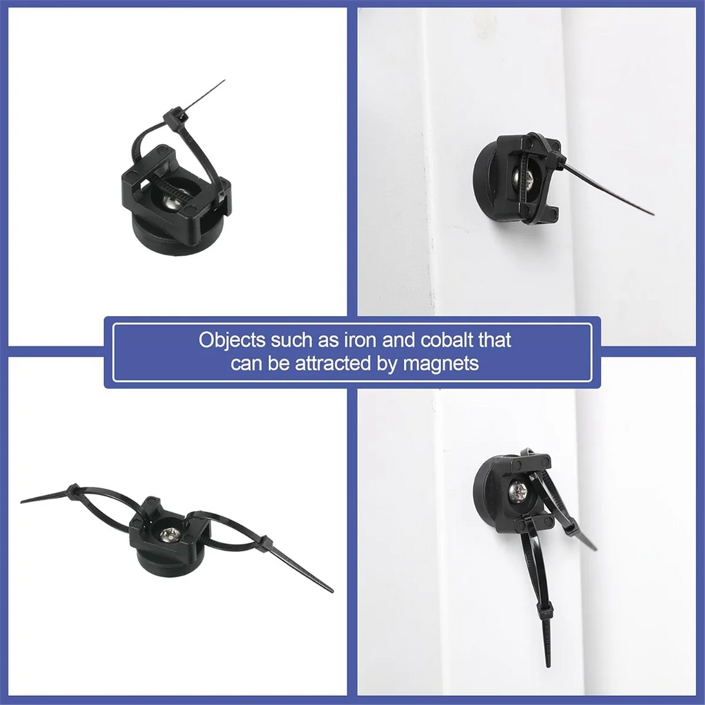 Magnetic Zip Tie Mount Cable Holder with Heavy Duty Zip Ties, Black K70345