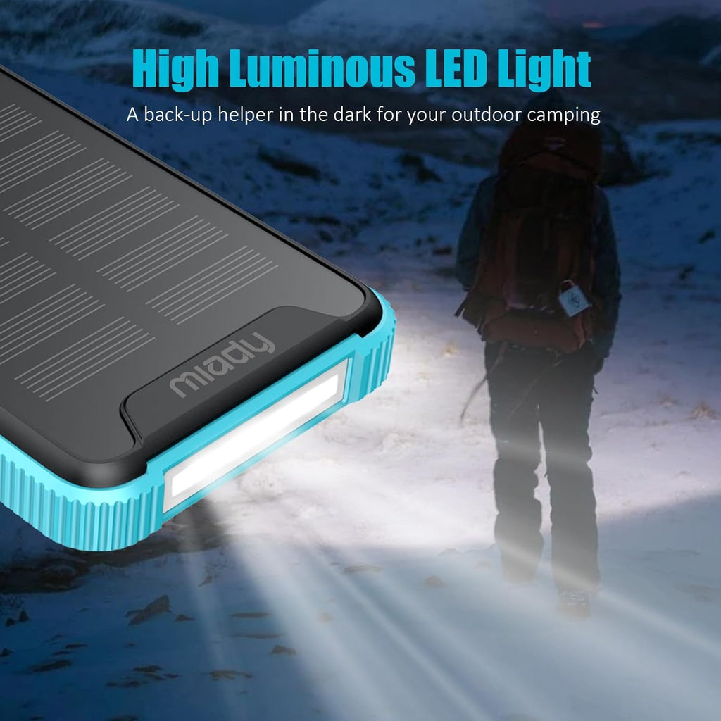 Miady 20000mAh Wireless Solar Power Bank USB-C 20W Fast Charging Waterproof T579761