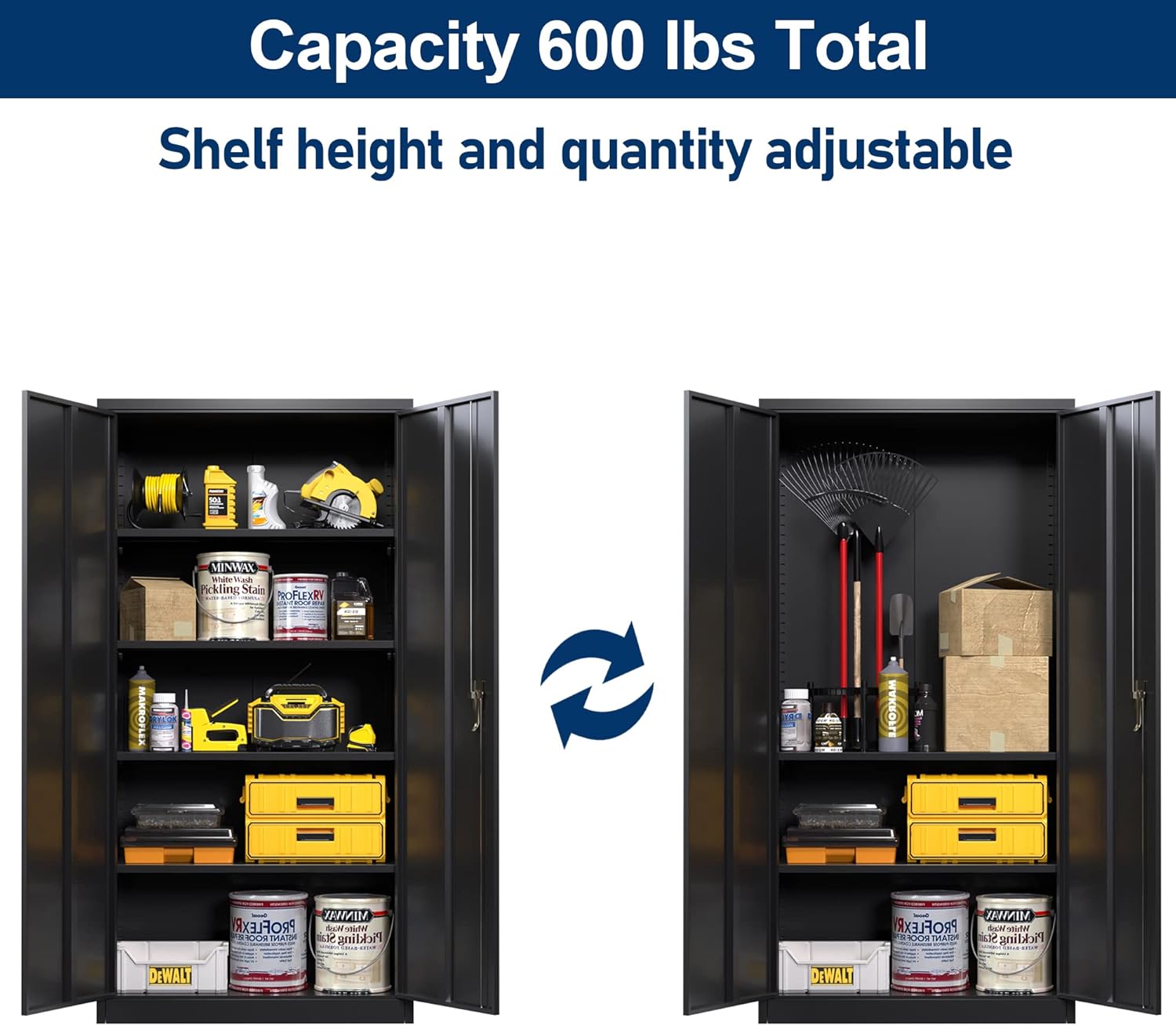 71" Lockable Metal Storage Cabinet with Doors and Shelves C570