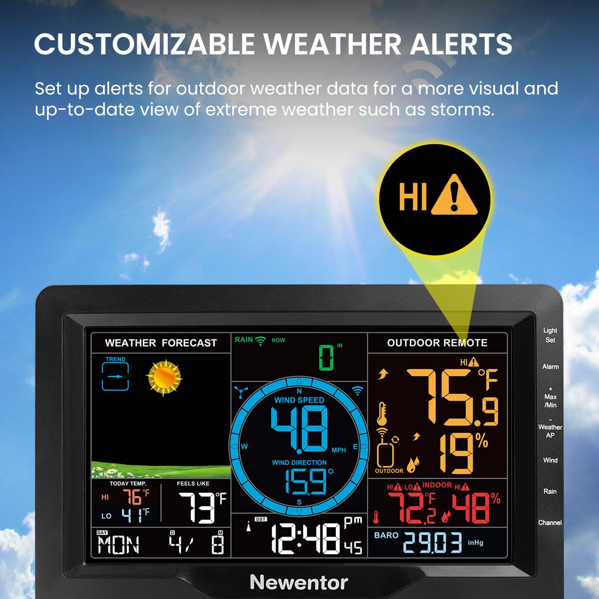 Newentor Weather Station Wireless Indoor Outdoor with Rain Gauge and Wind Speed U223581