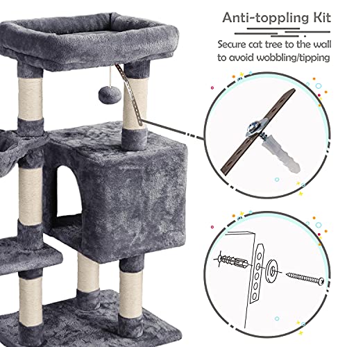 Yaheetech Cat Tree 38in Indoor Cat Tower with Scratching Posts, Perch & Condo, Light Gray O7975