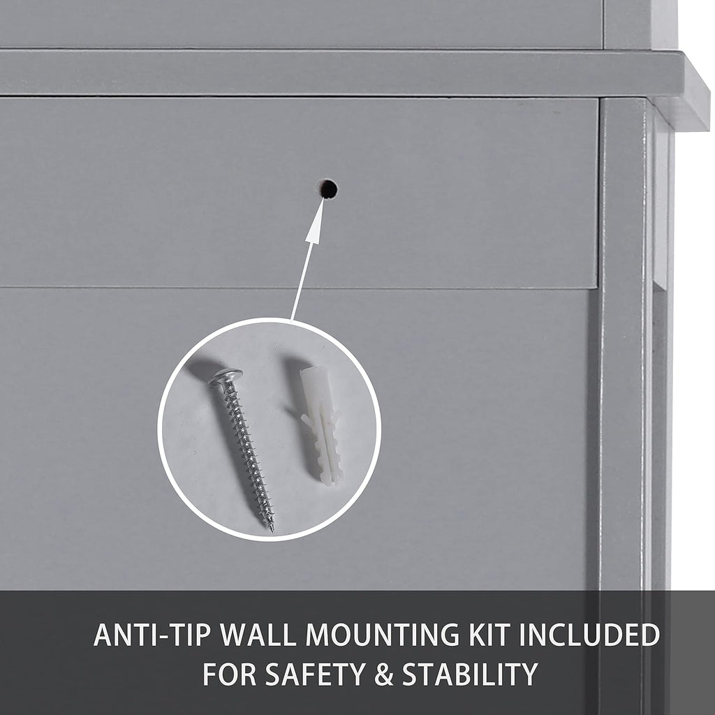Over The Toilet Storage Cabinet with Adjustable Shelf, Grey V8403