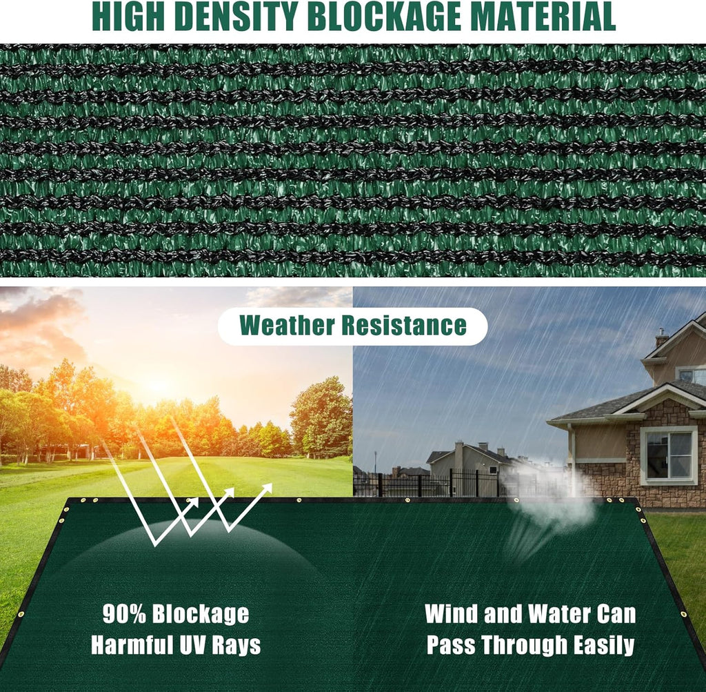 UIRWAY Privacy Fence Screen 6' x 50' Heavy Duty Mesh with Brass Grommets, Green F64108