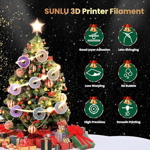 SUNLU Silk Rainbow Filament PLA+ Multicolor Shiny 3D Printer Filament, 1kg P186