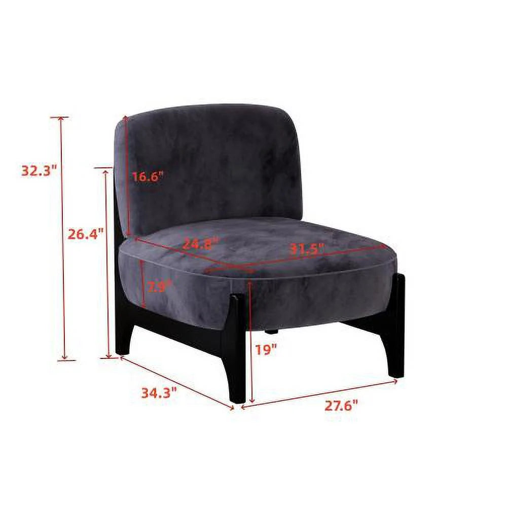 Mid Century Modern Velvet Accent Chair with Solid Wood Frame H17497