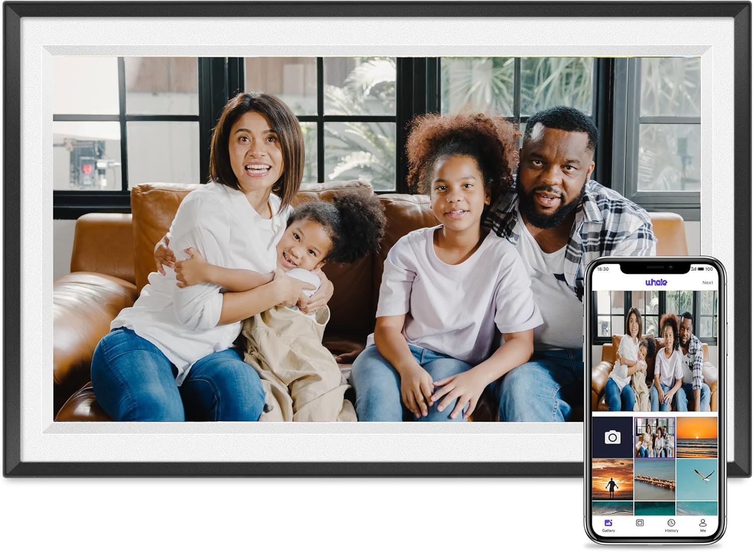 15.6Inch Touch Screen Large Digital Picture Frame,1920 * 1080 FHD WiFi Digital Photo Frame with 32GB Storage, Wall Mountable, Auto-Rotate Send Photos and Videos Through The Application