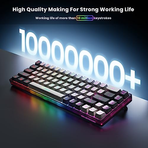 Wireless Gaming Keyboard 68 Keys Rechargeable Backlit Anti-ghosting for PC Laptop PS5 Xbox Mac Black-Grey E802634