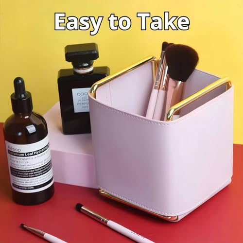Vegan Leather Pen Holder for Desk Office Supplies Brown J669