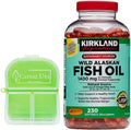 Kirk/land Signature Wild Alaskan Fish Oil 1400 mg., 230 Softgels (Pack of 1) Bundle with Carnie Portable-Case