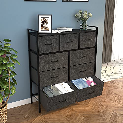 YITAHOME 9-Drawer Fabric Dresser with Steel Frame, Light Grey H6688