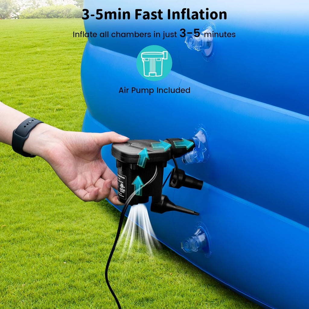 azamine Extra Large Inflatable Pool for Adults with Pump, Outdoor Family Swimming Pool Y4007