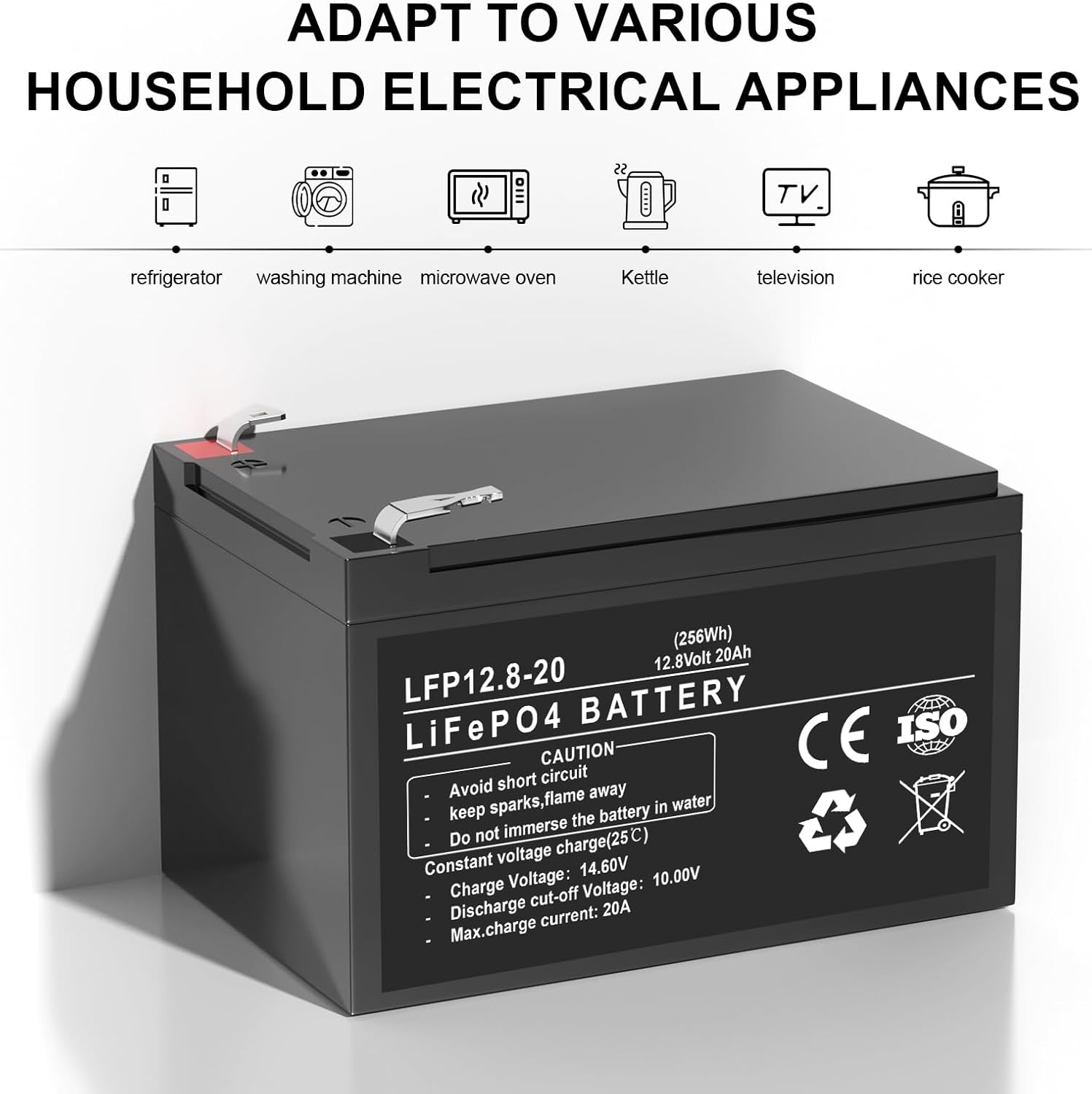 12V 20Ah LiFePO4 Battery with Built-in 20A BMS for RV, Solar, and Off-Grid C94812