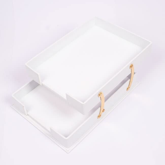 Leather Desk Pad Organizer Set 14 Pieces White C658005