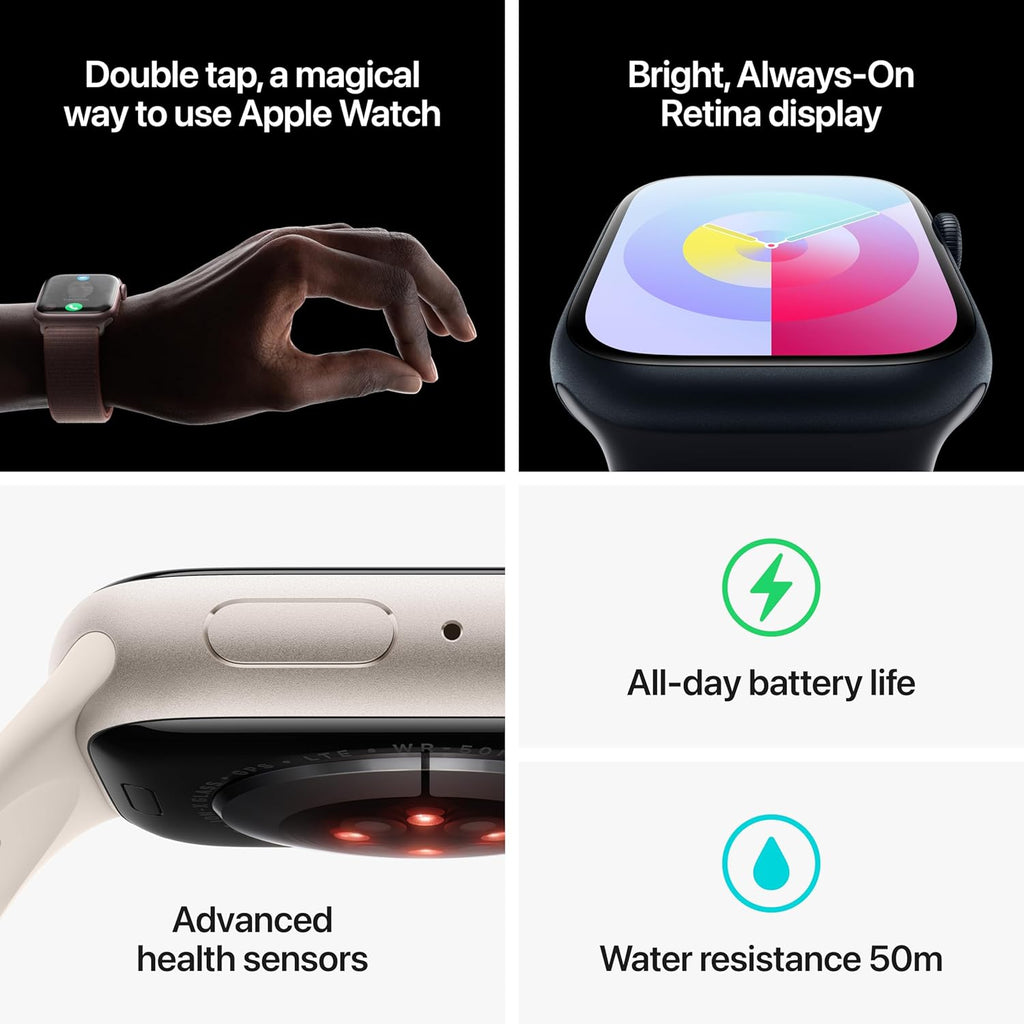Apple Watch Series 9 GPS + Cellular 45mm Smartwatch with Midnight Aluminum Case and Sport Band N28396