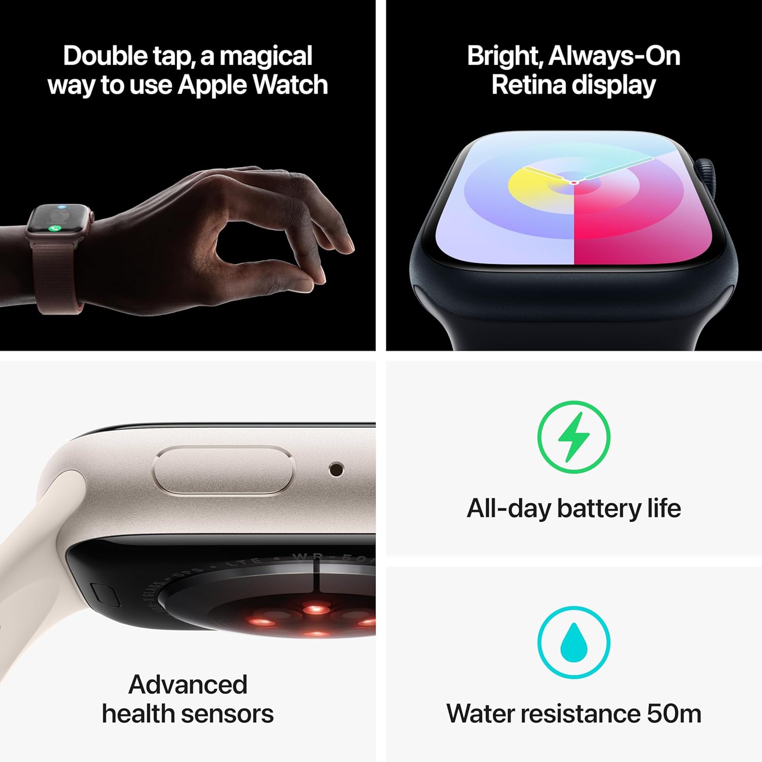 Apple Watch Series 9 GPS + Cellular 45mm Smartwatch with Midnight Aluminum Case and Sport Band N28396