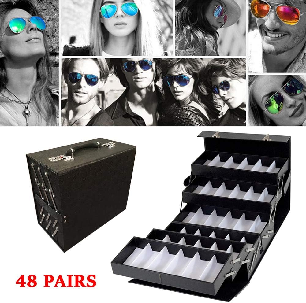 TFCFL Sunglasses Organizer Storage Box with Clear Glass Lid, 48 Slots U6583