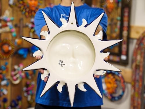 Mexican Talavera Pottery Sun Face Wall Art Handmade Indoor Outdoor Decor R1354
