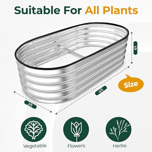 Utopia Home Galvanized Raised Garden Bed Kit 6x2x1ft, Dark Grey Z442