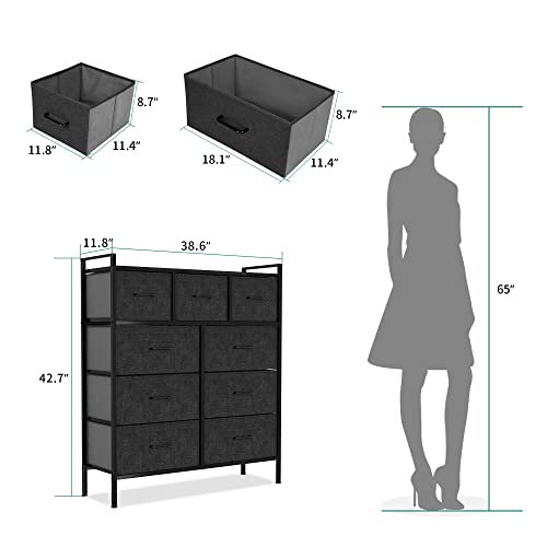 YITAHOME 9-Drawer Fabric Dresser with Steel Frame, Light Grey H6688
