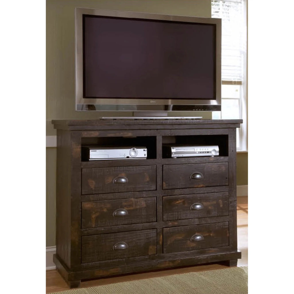 Progressive Furniture Willow 6 Drawer Media Chest in Distressed Pine G1128