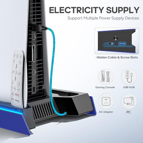 PS5 Stand with Cooling & Charging Station for Disc & Digital Console U78876