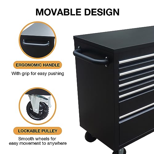 SINDA 72 Inch 15-Drawer Rolling Tool Chest with Wooden Top, Lockable L63212