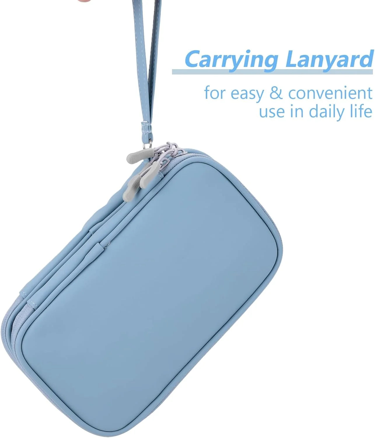 Misty Blue Cable Organizer Bag for Travel, Medium Tech Pouch D8774