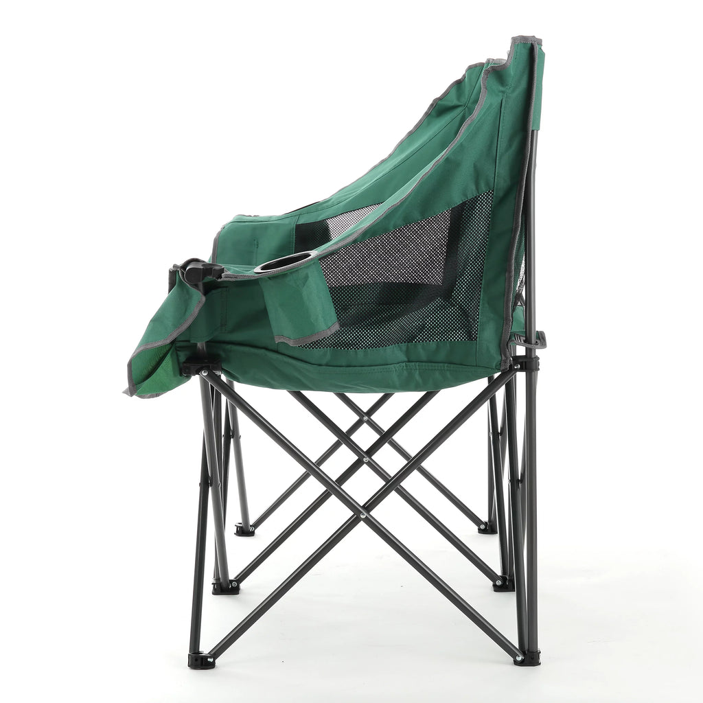 ARROWHEAD OUTDOOR Portable Folding Double Camping Chair with Cup Holders, Padded Seats, Carrying Bag, 500lbs Capacity (Green) N8854