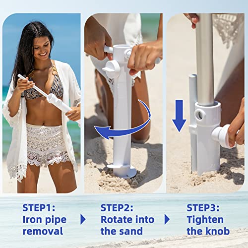 AMMSUN 7.5ft Heavy Duty Beach Umbrella with Sand Anchor & Tilt, UV50+ T584