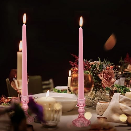 Champagne Diamond Glass Candlestick Holders Set of 6 for Table Centerpiece N527
