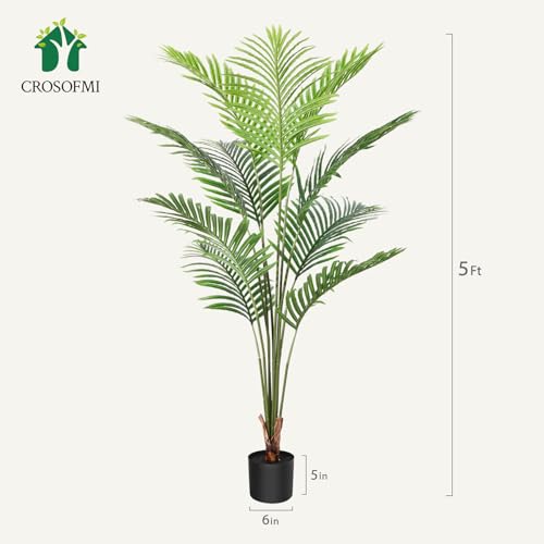 CROSOFMI Artificial Areca Palm Tree 6 Feet Fake Tropical Plant in Pot, 2 Pack C854306