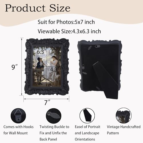 Antique Picture Frames 8x10 Vintage Victorian Ornate with Glass, Black S55546