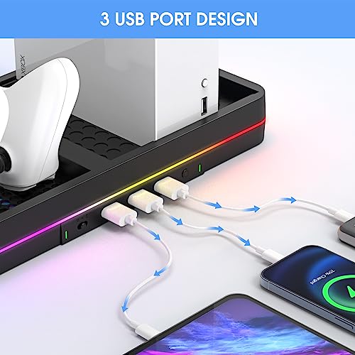KEPLUG Dual Cooling Fan and Charger Stand for Xbox Series X/S with RGB LED Light F8212