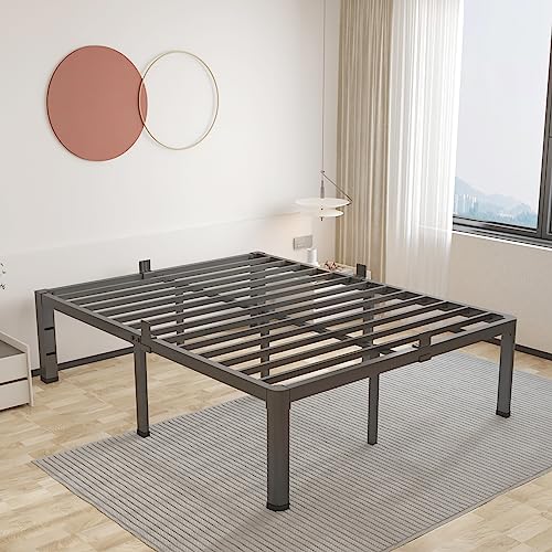 ROIL 12 inch California King Bed Frame Metal Platform with Headboard Hole S16036